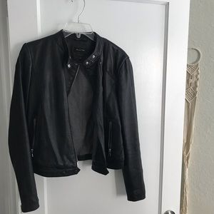 Massimo Dutti black leather jacket